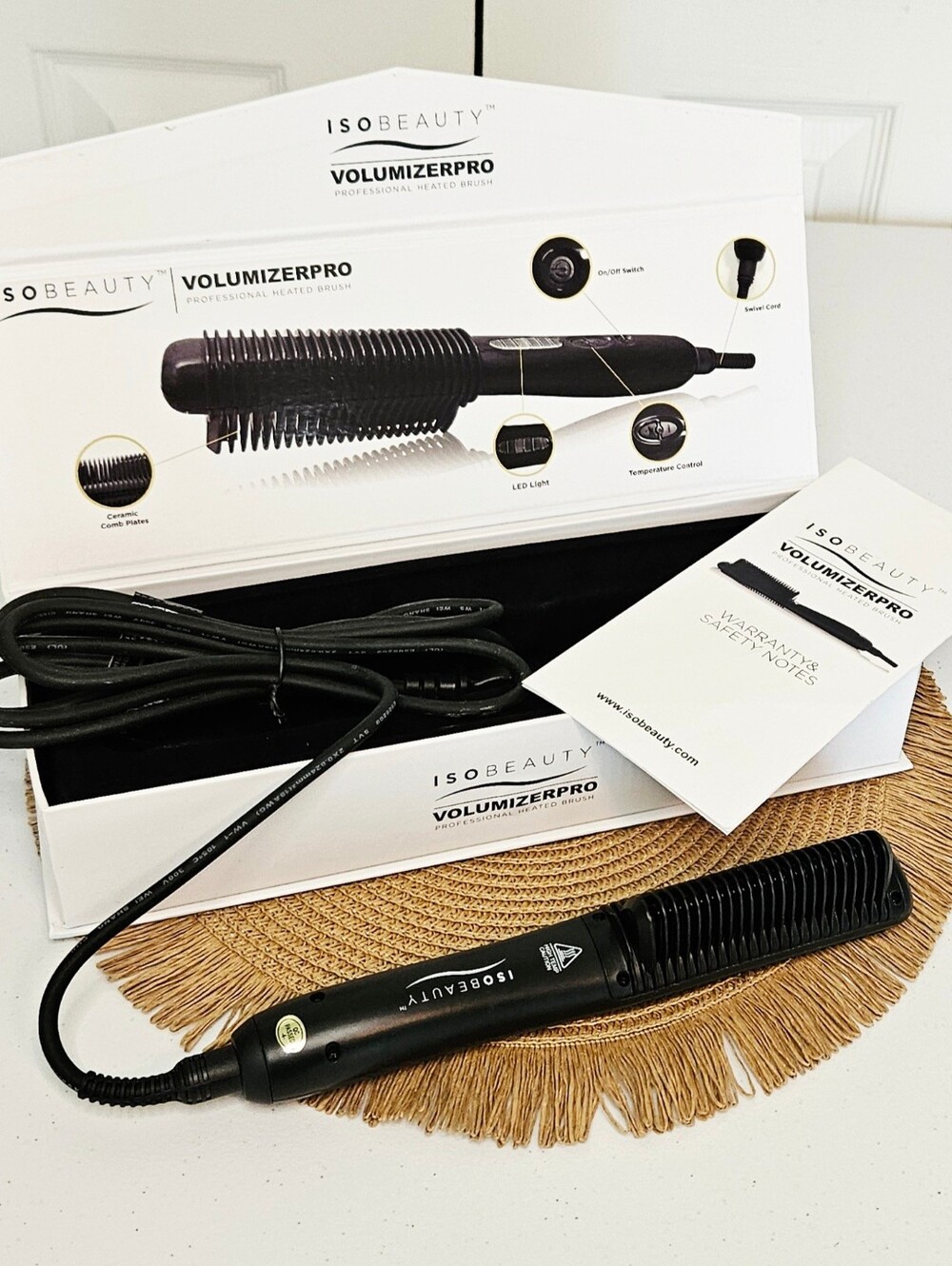 ISO Beauty VolumizerPro Professional Heated Hair Brush Ceramic-Never Used!!